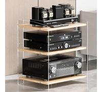 PP-Vic Supporto Multimediale AV in Acrilico Trasparente, Torre Audio Con Ripiani Regolabili, Supporto Per Rack Amplificatore Per Ufficio/Studio/Home Theater, Mobiletto Per,B 40x52.2x60.6cm