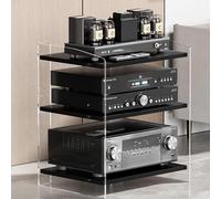 PP-Vic Supporto Multimediale AV in Acrilico Trasparente, Torre Audio Con Ripiani Regolabili, Supporto Per Rack Amplificatore Per Ufficio/Studio/Home Theater, Mobiletto Per,A 40x52.2x60.6cm