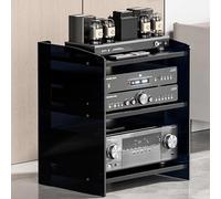 PP-Vic Supporto Multimediale AV in Acrilico Trasparente, Torre Audio Con Ripiani Regolabili, Supporto Per Rack Amplificatore Per Ufficio/Studio/Home Theater, Mobiletto Per,C 40x52.2x60.6cm