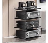 PP-Vic Supporto Multimediale AV in Acrilico Trasparente, Torre Audio Con Ripiani Regolabili, Supporto Per Rack Amplificatore Per Ufficio/Studio/Home Theater, Mobiletto Per,A 40x52.2x79.4cm