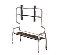 PP-Vic Supporto TV Mobile Con Ruote Bloccabili, Carrello TV Multimediale Regolabile in Altezza, Supporto Per Schermo Da Pavimento Portatile Con Ripiano Portaoggetti Per Casa,A silver 90cm