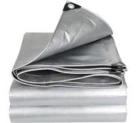 PP-Vic Tarpaulina Durevole D'argento, Argento 12 Miglia Di Telo Grande Con Guide E Bordi Rinforzati, Patio Resistente Alla Lacrime, Piscina, Barca, Tetto, Campeggio,6x6m