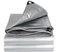 PP-Vic Tarpaulina Durevole D'argento, Argento 12 Miglia Di Telo Grande Con Guide E Bordi Rinforzati, Patio Resistente Alla Lacrime, Piscina, Barca, Tetto, Campeggio,5x6m