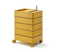 PP-Vic Tavolino Laterale Girevole A 360°,Mobiletto Laterale Per Divano, Tavolino Da Caffè Mobile Per Studio, Mobiletto Girevole Con 5 Cassetti,Adatto Per Riporre Gli Attrezzi in Parrucchieri,Giallo