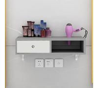 PP-Vic Tavolo Da Barbiere Sospeso A Parete, Divisorio Per Postazione Da Barbiere in Legno Con Cassetti E Foro Per Asciugacapelli, Aperto Per Attrezzature Da Salone Di Bellezza E Spa,Gray 70cm