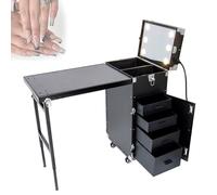 PP-Vic Tavolo Manicure Pieghevole, Custodia Per Il Trucco Del Tavolo Da Manicure Rotolante, Tavolo Da Manicure Portatile, Custodia Da Viaggio Tecnologica Per Manicure,Nero