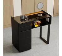 PP-Vic Tavolo Per Manicure Con Piano in Legno Massello, Postazione Per Tecnico Manicure, Banco Da Lavoro Per Manicure Da Salone Di Bellezza, Tavolo Per Forniture Per Manicure,Nero