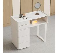 PP-Vic Tavolo Per Manicure Con Piano in Legno Massello, Postazione Per Tecnico Manicure, Banco Da Lavoro Per Manicure Da Salone Di Bellezza, Tavolo Per Forniture Per Manicure,Bianca