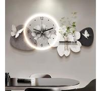 PP-Vic Vaso da Parete con Ripiano Integrato,Orologio da Parete Dimensionale 3D,Un Moderno E Lussuoso Appeso A Parete con Vaso con Serbatoio d'Acqua E Orologio;per Soggiorno,Sala da Pranzo,Aa100cm