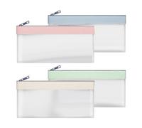 PPcdfre 4 sacchetti per soldi con cerniera, buste per contanti, sacchetti per denaro, sacchetti trasparenti per deposito bancario, borsa per contanti, portamonete, Come mostrato