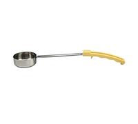 PPcdfre Mestolo per pizza e salsa, manico in gomma, fondo piatto, cucchiaio da cucina in acciaio inox, cucchiaio dosatore per zuppa, 85 g