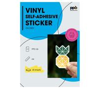 PPD A4 40 Fogli Carta Vinile Autoadesiva Lucida Per Stampanti Inkjet - Sticker Bianco - PPD-36-40