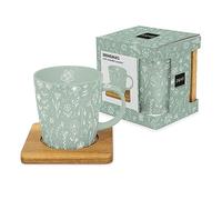 PPD Pure Flower Eucalyptus Trend Mug Natura con sottobicchiere in legno tazza 350 ml