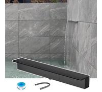 PpeiliL 1 Cascata da Incasso a Parete in Acciaio Inossidabile 304 Personalizzabile for Piscina, Spa, Cortile e Decorazione dell'acquario(Black,100cm)