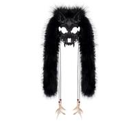 PPFINE Maschera da lupo con pelliccia sintetica e muso da volpe Accessorio cosplay da lupo mannaro per feste a tema Halloween