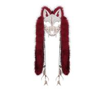 PPFINE Maschera da lupo con pelliccia sintetica e muso da volpe Accessorio cosplay da lupo mannaro per feste a tema Halloween