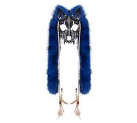 PPFINE Maschera da lupo con pelliccia sintetica e muso da volpe Accessorio cosplay da lupo mannaro per feste a tema Halloween