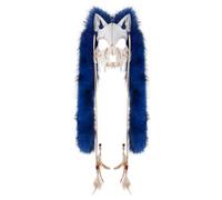 PPFINE Maschera da lupo con pelliccia sintetica e muso da volpe Accessorio cosplay da lupo mannaro per feste a tema Halloween