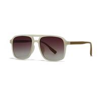PPFVVTV Occhiali da sole da donna con doppi ponti, rivetti, stile retrò, da uomo, con sfumature sfumate, UV400 (tè beige gelatina)