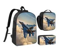 PPHGUT Aircraft Fighter Jets Stampa Borsa per la Scuola Set Borsa Pranzo Portapenne Ragazzi Ragazze Scuola Attività All'aperto Shopping
