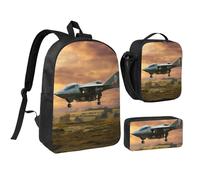 PPHGUT Aircraft Fighter Jets Stampa Borsa per la Scuola Set Borsa Pranzo Portapenne Ragazzi Ragazze Scuola Attività All'aperto Shopping