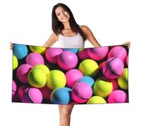 PPHGUT Asciugamano da spiaggia con stampa di palline da tennis rosa brillante per vacanze viaggi nuoto coperta leggera regalo