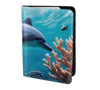 PPHGUT Bellissimo mondo sottomarino delfini stampa corallo uomo donna passaporto documento di viaggio leggero Stylis sicuro affari tempo libero, Nero , Taglia unica