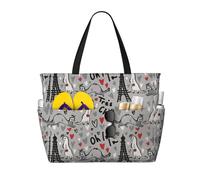 PPHGUT Borsa da viaggio da spiaggia con stampa di furetti francesi, da donna, da uomo, pieghevole, leggera, per vacanze, picnic, campeggio