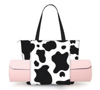 PPHGUT Borsa da yoga da donna con stampa mucca bianca e nera una spalla tote leggera da viaggio allenamento regali alla moda