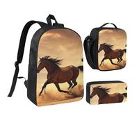 PPHGUT Borsa per la scuola con stampa a strisce di cavallo borsa per il pranzo portapenne per ragazzi ragazze scuola attività all'aperto shopping