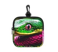 PPHGUT Borsa portaoggetti quadrata con stampa serpente verde, impermeabile, per articoli da toeletta da viaggio e cosmetici