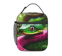 PPHGUT Borsa termica per il pranzo con stampa serpente verde, portatile, riutilizzabile, per la scuola, attività all'aperto