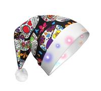 PPHGUT Cappello di Natale con stampa di teschi di zucchero, per Halloween, Capodanno, Natale, accessorio per le vacanze