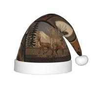 PPHGUT Cappello di Natale per bambini con stampa retrò con animali selvatici, comodo cappello di Natale per feste di Babbo Natale Capodanno Trim