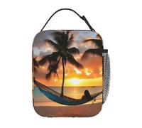 PPHGUT Coconut Beach Tramonto Amaca Stampa Funzionalità Portatile Riutilizzabile Tote Isolato Lunch Bag Scuola Attività all'aperto