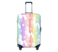 PPHGUT Copertura per valigia con stampa a strisce colorate con unicorni su strisce colorate, protezione universale elastica per bagagli da viaggio, per tutti i giorni di lavoro e, Nero , M, Bagaglio a