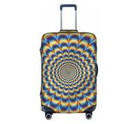 PPHGUT Copertura universale per valigie da viaggio con illusione ottica a spirale, stampa GIF, elastica, impermeabile, leggera, bianco, L, Organizer per borse