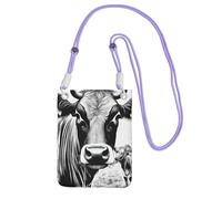 PPHGUT Cow Collection - Borsa a tracolla per cellulare, da donna, da uomo, elegante, resistente all'acqua, da viaggio, Viola, Taglia unica