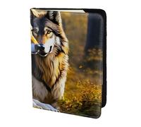 PPHGUT Documento da viaggio leggero con stampa di lupi per uomo e donna, stile sicuro, per lavoro e tempo libero, Nero , Taglia unica