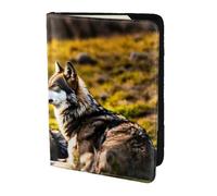 PPHGUT Documento da viaggio leggero con stampa di lupi per uomo e donna, stile sicuro, per lavoro e tempo libero, Nero , Taglia unica