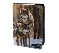 PPHGUT Documento da viaggio leggero con stampa di lupi per uomo e donna, stile sicuro, per lavoro e tempo libero, Nero , Taglia unica