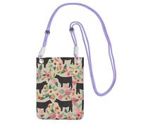 PPHGUT Fiore Mucca Farm Stampa Donne Uomini Telefono Sacchetto Elegante Impermeabile Viaggio Corsa Mobile Crossbody Bag, Viola, Taglia unica