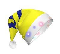 PPHGUT Giallo E Blu Strisce Stampa Uomini Donne Led Cappello di Natale Per Halloween Capodanno Cappello di Natale Accessorio di Vacanza