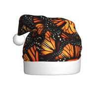 PPHGUT Heaps of Orange Monarch Butterflies Print Christmas Hat Festive Santa Hat for Christmas Holiday for Xmas Holiday for Adults and Kids Theme