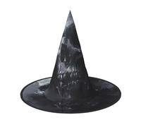 PPHGUT Horror Ghost Skull Print Halloween Witch Hat Wide Brim Cappello pieghevole per feste Arnivals ed eventi di gioco di ruolo