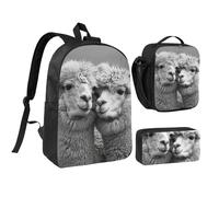 PPHGUT I Love Alpacas - Set di borsa per la scuola, portapranzo, portapenne, per ragazzi e ragazze, per la scuola, attività all'aperto, shopping