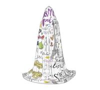 PPHGUT Mantello con cappuccio con stampa della Torre Eiffel francese di Parigi, unisex, costume cosplay mantello da indossare per feste a tema carnevale
