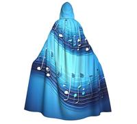 PPHGUT Mantello con cappuccio unisex blu cielo con stampa note musicali Cosplay Carnevale feste in costume festival accessorio all'aperto
