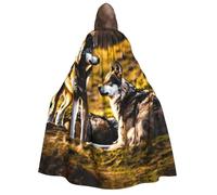PPHGUT Mantello con cappuccio unisex con stampa di lupi, per cosplay, carnevale, feste, festival, accessorio per attività all'aperto