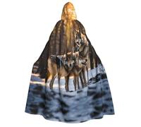 PPHGUT Mantello con cappuccio unisex con stampa di lupi, per cosplay, carnevale, feste, festival, accessorio per attività all'aperto